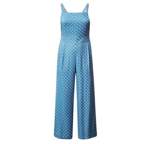 Torrid Blue Polka Dot Wide-Leg Jumpsuit Size 1X – Chic & Flowy - Picture 3 of 15
